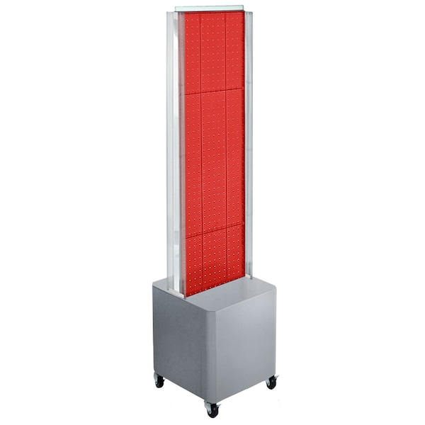 Two-Sided Pegboard Floor Display on Studio Base w/ C-Channels. Panel Size: 13.5''W x 44''H